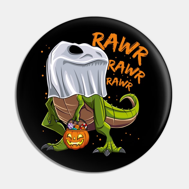 Trick Rawr Trick Halloween Dinosaur Ghost T Rex Pin by HCMGift