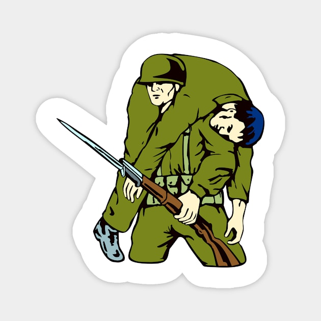 American Soldier With Injured Retro Magnet by retrovectors