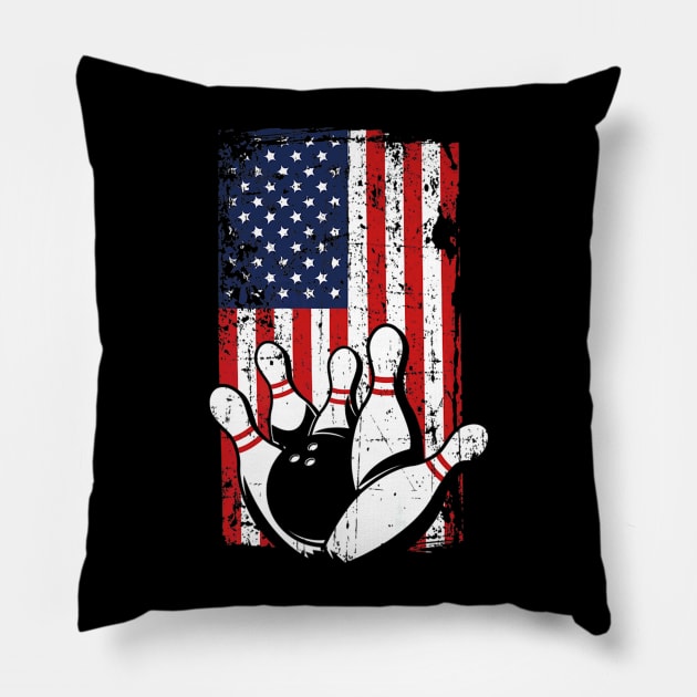 4th Of July American Flag Bowling Pin Strike Teams Premium Pillow by Stick Figure103