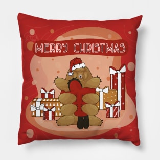 Tardigrade and human wish you Merry Christmas Pillow