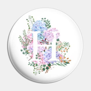 botanical monogram alphabet H hydrangea flowers Pin