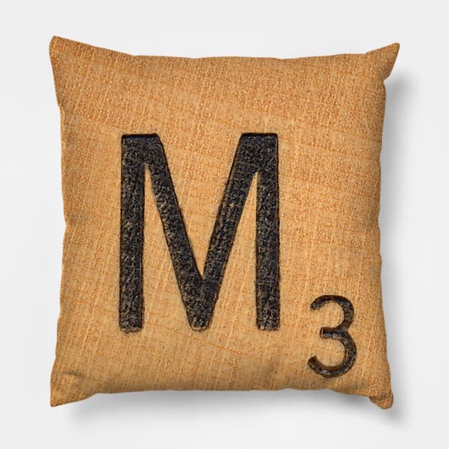 Scrabble Tile 'M' Pillow by RandomGoodness
