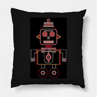 Neon Red Robot Pillow