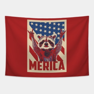 Funny Raccoon Merica 4th Of July Tapestry