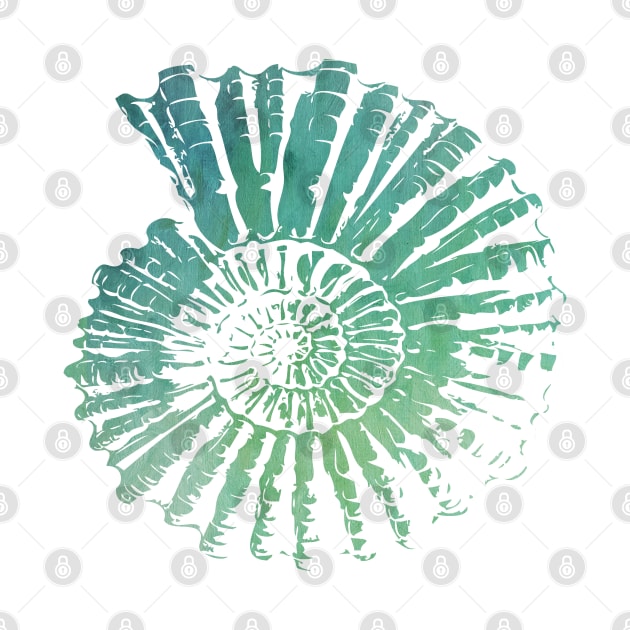 Nautilus Shell Design in Blue and Green Paint Strokes Pattern by PurposelyDesigned