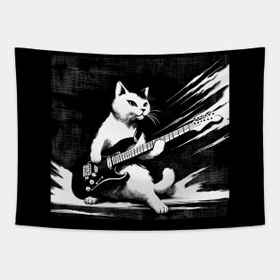 Electric Guitar Cat Rock Music Japan Style Funny Cat Tapestry