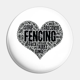 Fencing Heart Saber Epee Fence Gift print Pin