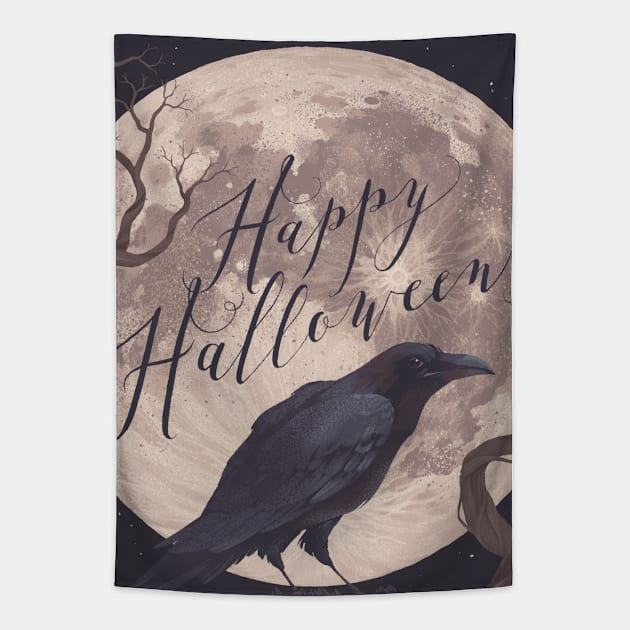 Halloween Moon Tapestry by NJORDUR