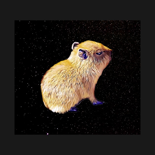 baby capybara in space by gristiannn