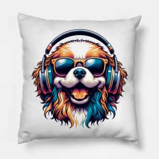 Grinning Bolognese as Smiling DJ with Sunglasses Pillow