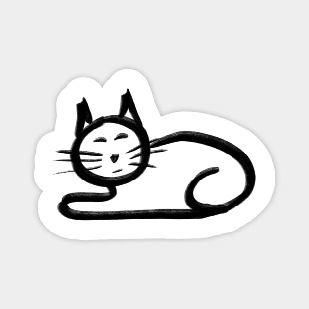 Cute simple hand drawn line art cat.  Goes with the stick figures i have done for the human owners Magnet by WelshDesigns