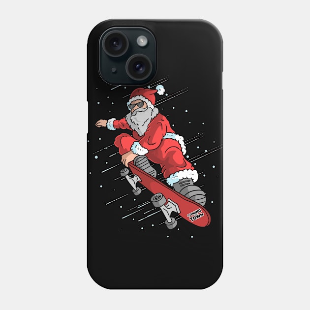 Skater Santa Phone Case by la'lunadraw