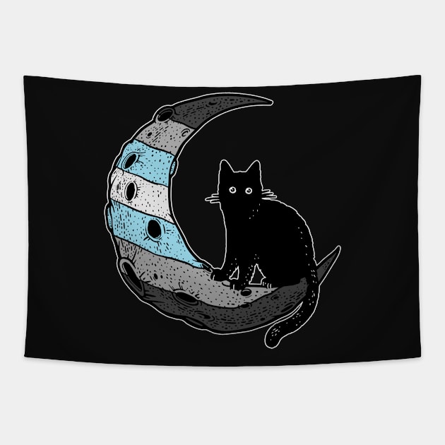 Demiboy Cat Moon Tapestry by Psitta
