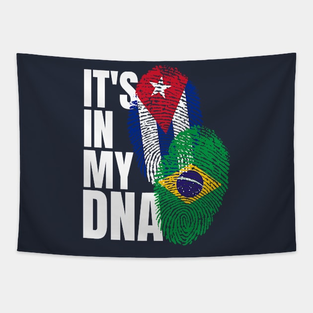 Cuban And Brazilian Mix DNA Heritage Flag Gift Tapestry by Just Rep It!!