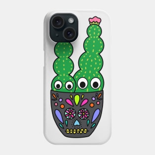 Cute Cactus Design #230: Cute Cacti In Sugar Skull Themed Pot Phone Case