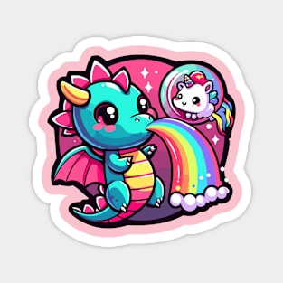 Rainbow Serenade: Baby Dragon's Magical Duo Magnet