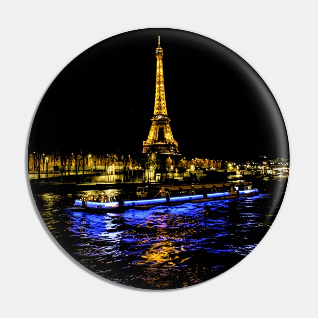 Eiffel Tower Reflection at Night Pin by paulponte