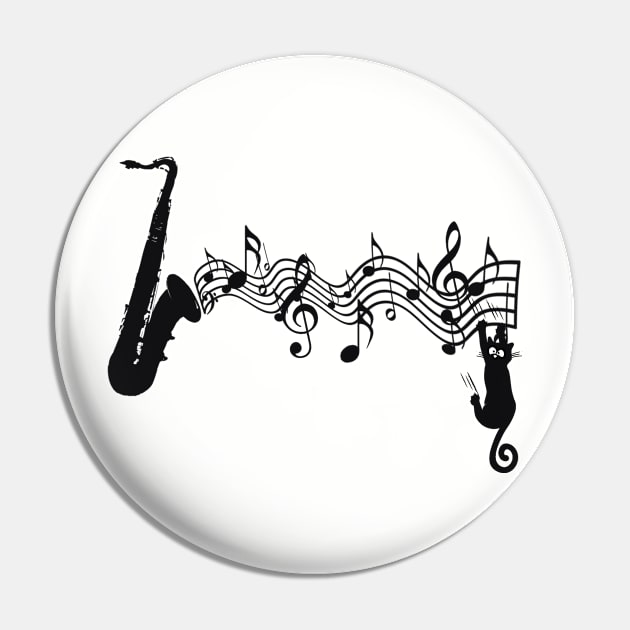 Saxophone music, black cat hanging on Pin by SerenityByAlex