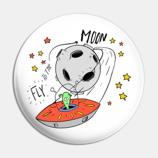 Moon Alien Fly Pin