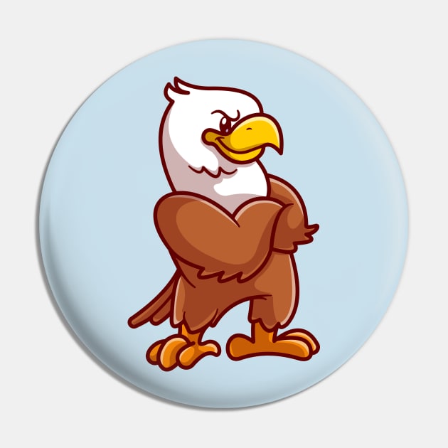 Cute Eagle Folding Arms Cartoon Pin by Catalyst Labs