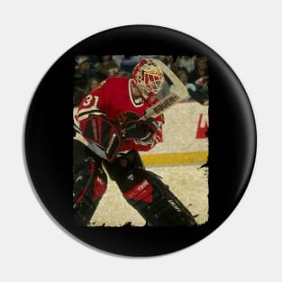 Jeff Hackett, 1996 in Chicago Blackhawks (173 GP) Pin