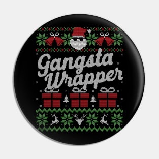 Ugly Christmas Sweater Gangsta Wrapper Santa Pin