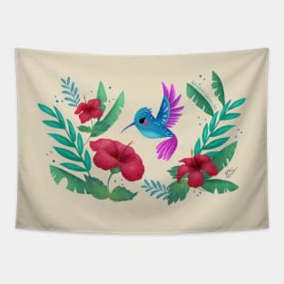 Hummingbird Illustration Tapestry