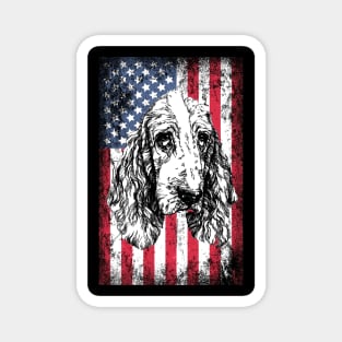 Patriotic Basset Hound American Flag Magnet