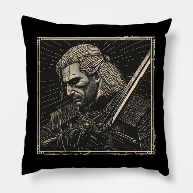 Geralt - The White Wolf Tarot Card Pillow by DesignedbyWizards