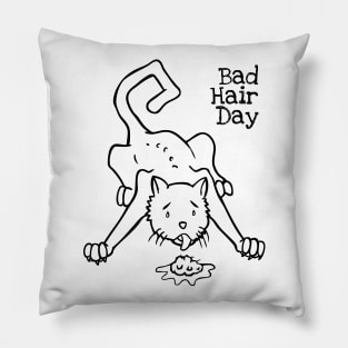 Rude Cat Puking Bad Hair Day Rude Cats Fan Pillow