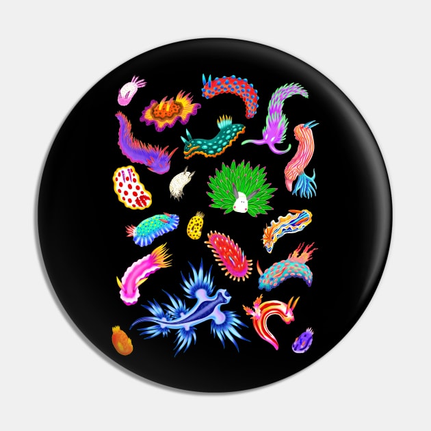 Rainbow Nudibranchs (Sea Slugs) Assortment Pin by Marta Tesoro