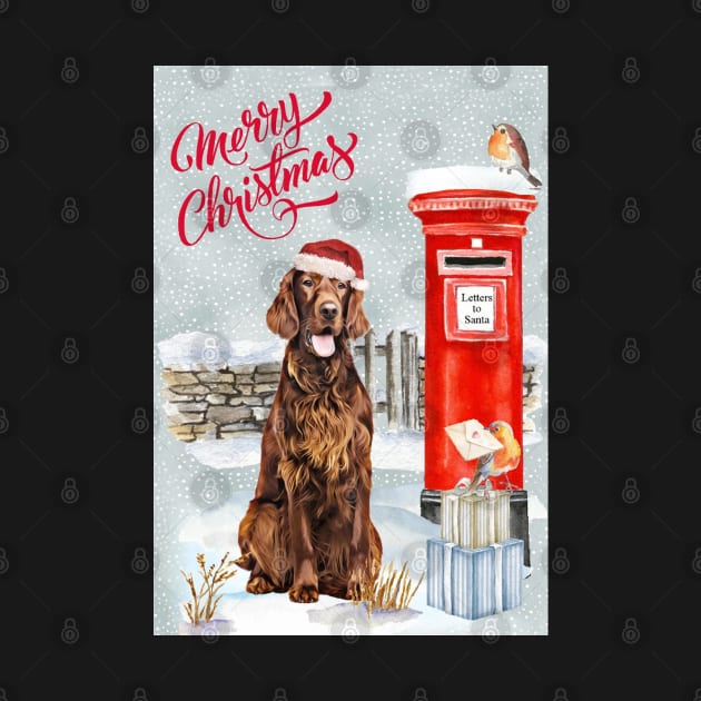 Irish Setter Merry Christmas Santa Dog by Puppy Eyes