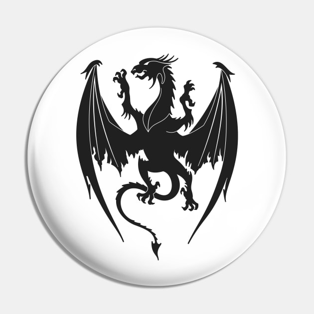 Silhouette heraldic dragon insignia Pin by wingsofrage