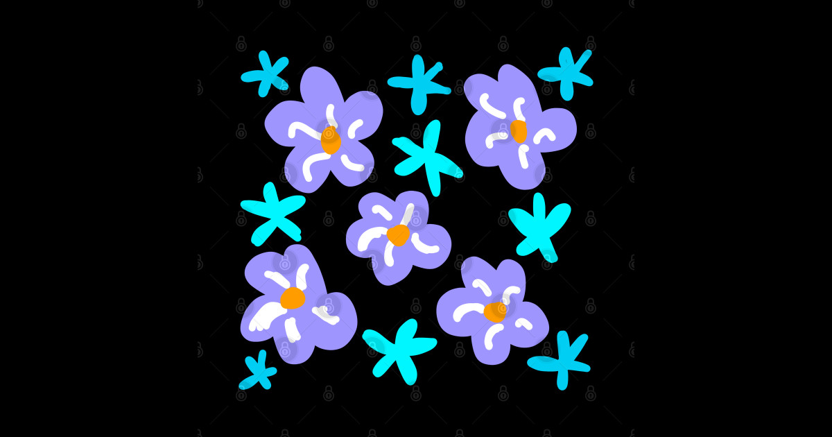 Purple blue flower abstract art Colorful Watercolor Floral Art Design