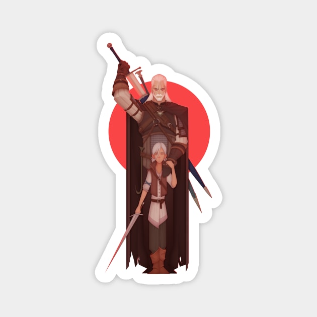 Geralt and Ciri Magnet by rhunstoryteller