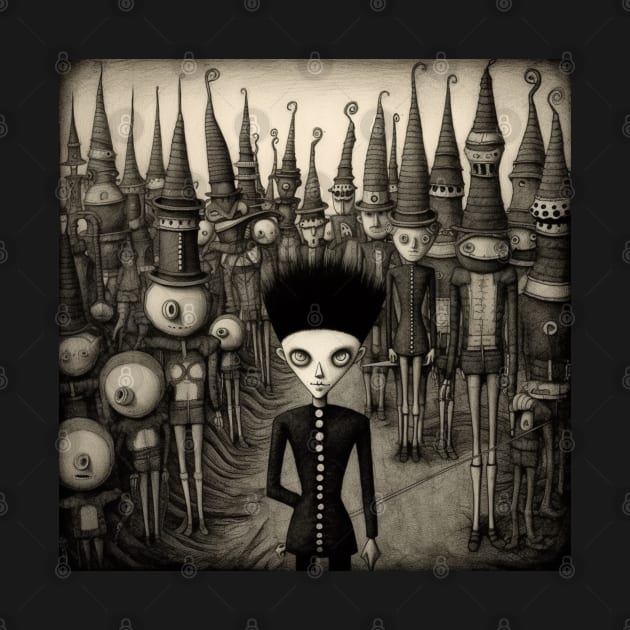 The Black Parade, in Folk Art Brut Style by EpicFoxArt