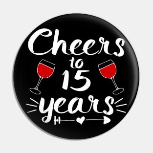 Cheers to 15 years Anniversary Gifts For Couple, Women and Men Pin