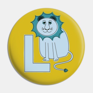 L is for Lion - Blue L Initial Pin