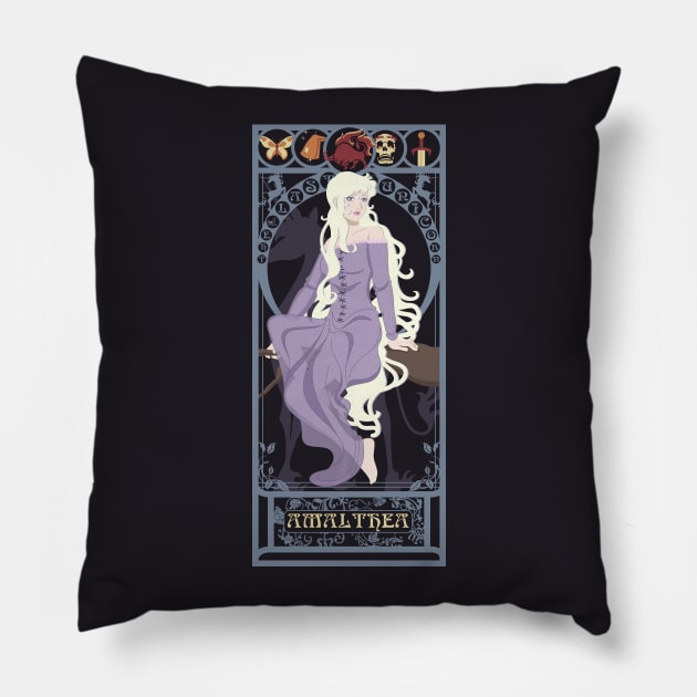 The Last Unicorn - art nouveau - Amalthea Pillow by captainlaserbeam