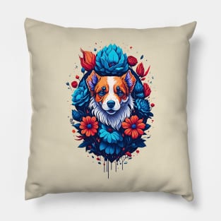 Cute puppy floral retro design Pillow