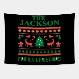 Family Christmas - Groovy Christmas JACKSON family, Family Christmas T-shirt, Pjama T-shirt Tapestry