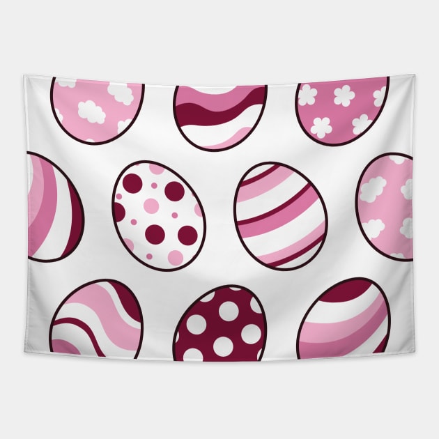 Egg Pattern | Pink | Stripes Clouds Flowers Dots | White Tapestry by Wintre2