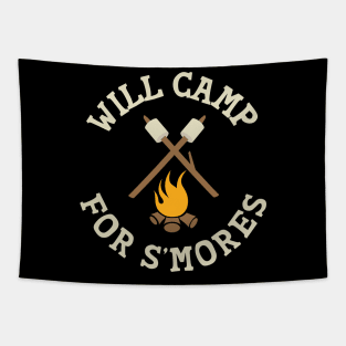 Funny Will Camp for Smores for Camping Campfire Tapestry