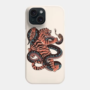 Vintage Tiger & Snake Battle Tattoo Design Phone Case