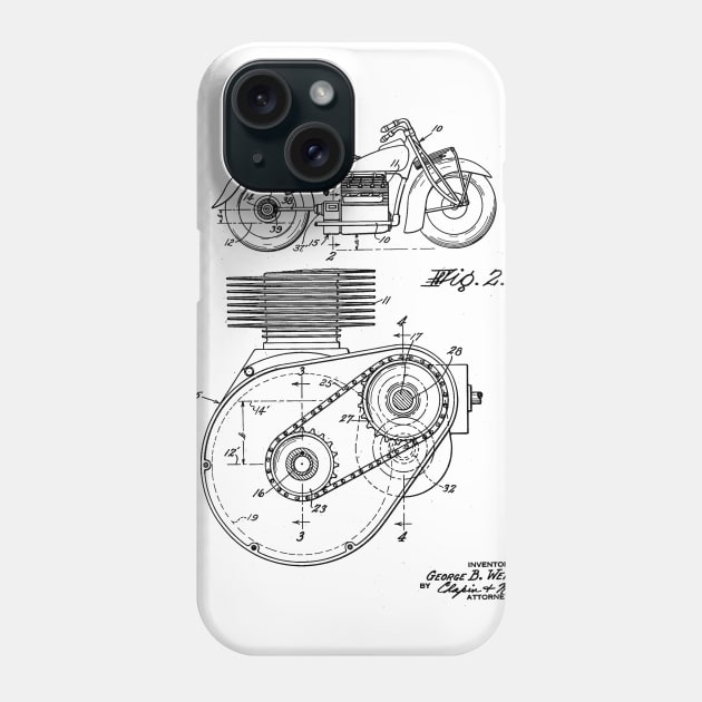 Shaft Drive For Motorcycles Vintage Patent Drawing Phone Case by TheYoungDesigns