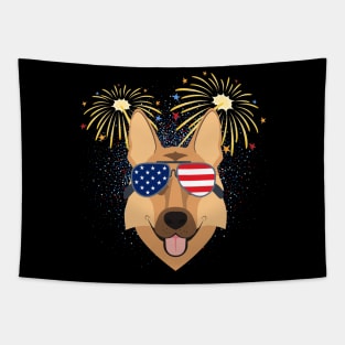 Cool Dog USA flag Patriotic 4th July independence day coolest shirt for july forth Tapestry