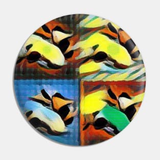 Puppies in Colorful Collage Abstract Art Design Pin