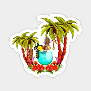 Little mermaid in a glass, tropical design Magnet