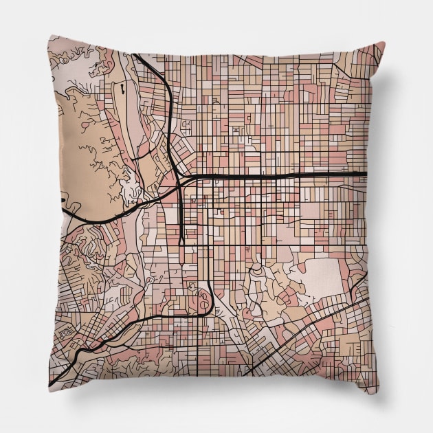 Pasadena Map Pattern in Soft Pink Pastels Pillow by PatternMaps