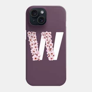 Colorful capital letter W patterned with sakura twig Phone Case